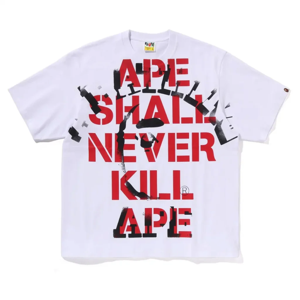 Spray Print College Relaxed Fit Tee White
