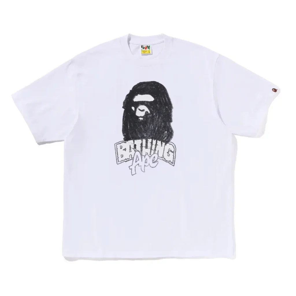 Hand Drawn Ape Head Relaxed Fit Tee White