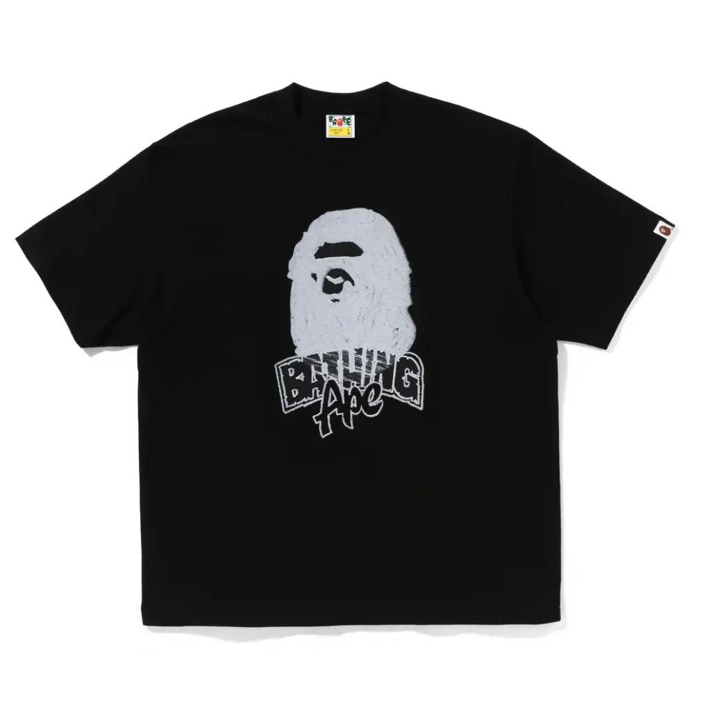 Hand Drawn Ape Head Relaxed Fit Tee Black