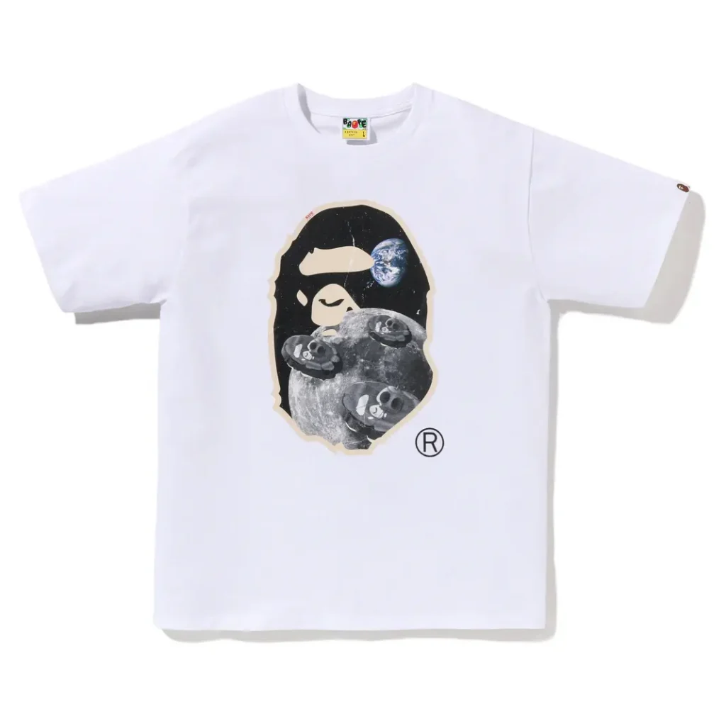 Moon Ape Head Old Photo Tee White
