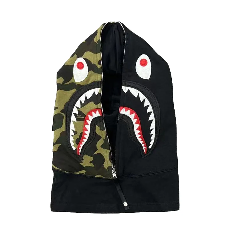 Color Camo Shark Face Mask Black