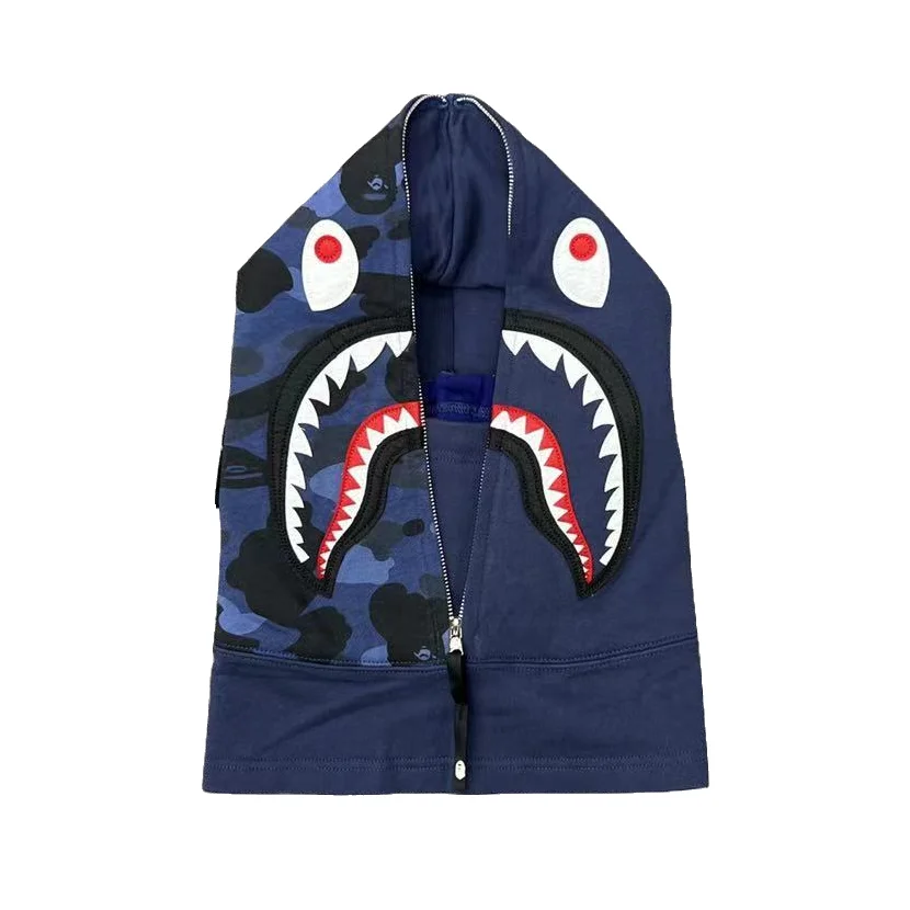 Color Camo Shark Face Mask Navy