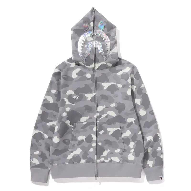 City Camo Shark Full Zip Hoodie Grey