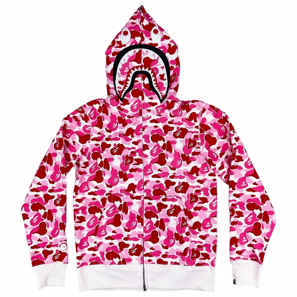 Color Camo Shark Full Zip Hoodie Pink