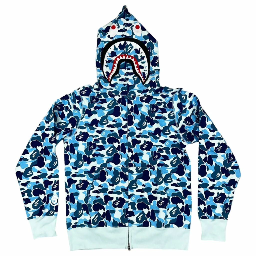 Color Camo Shark Full Zip Hoodie Blue