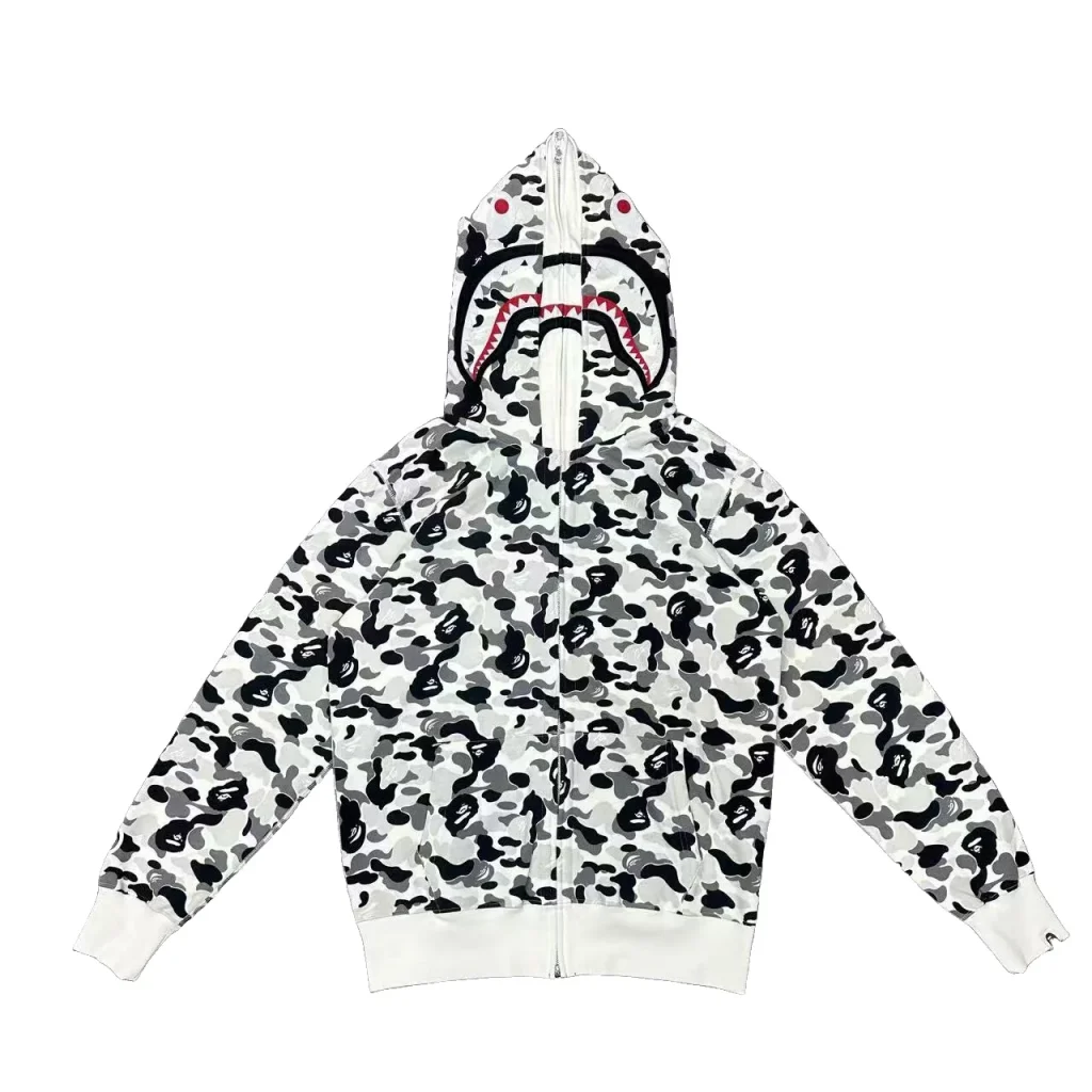 ABC Camo Shark Full Zip Hoodie Grey