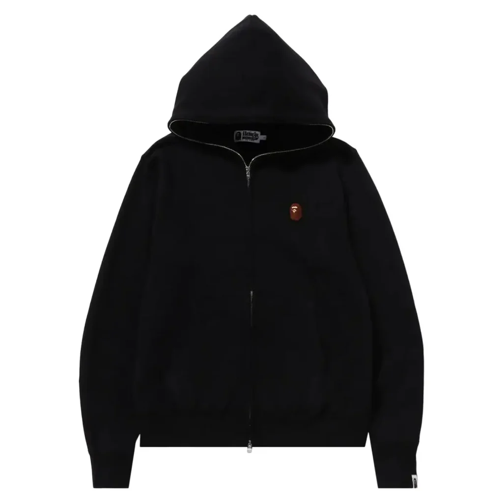 One Point Relaxed Fit Zip Hoodie Black