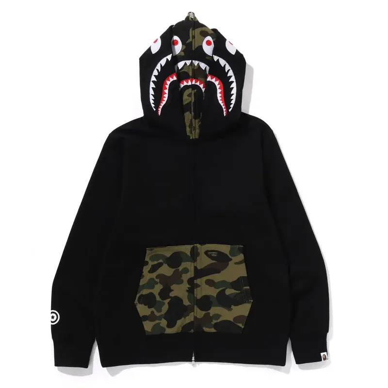 1st Camo Shark Full Zip Hoodie Black
