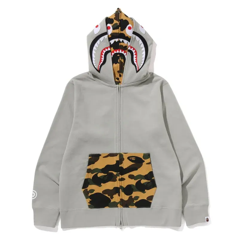 1st Camo Shark Full Zip Hoodie Grey