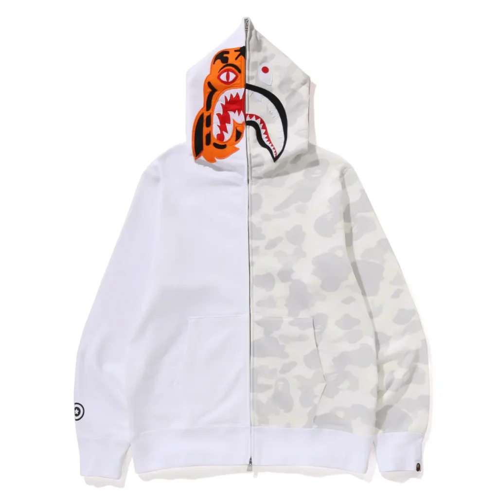 Tiger Shark Split Camo Full Zip Hoodie White