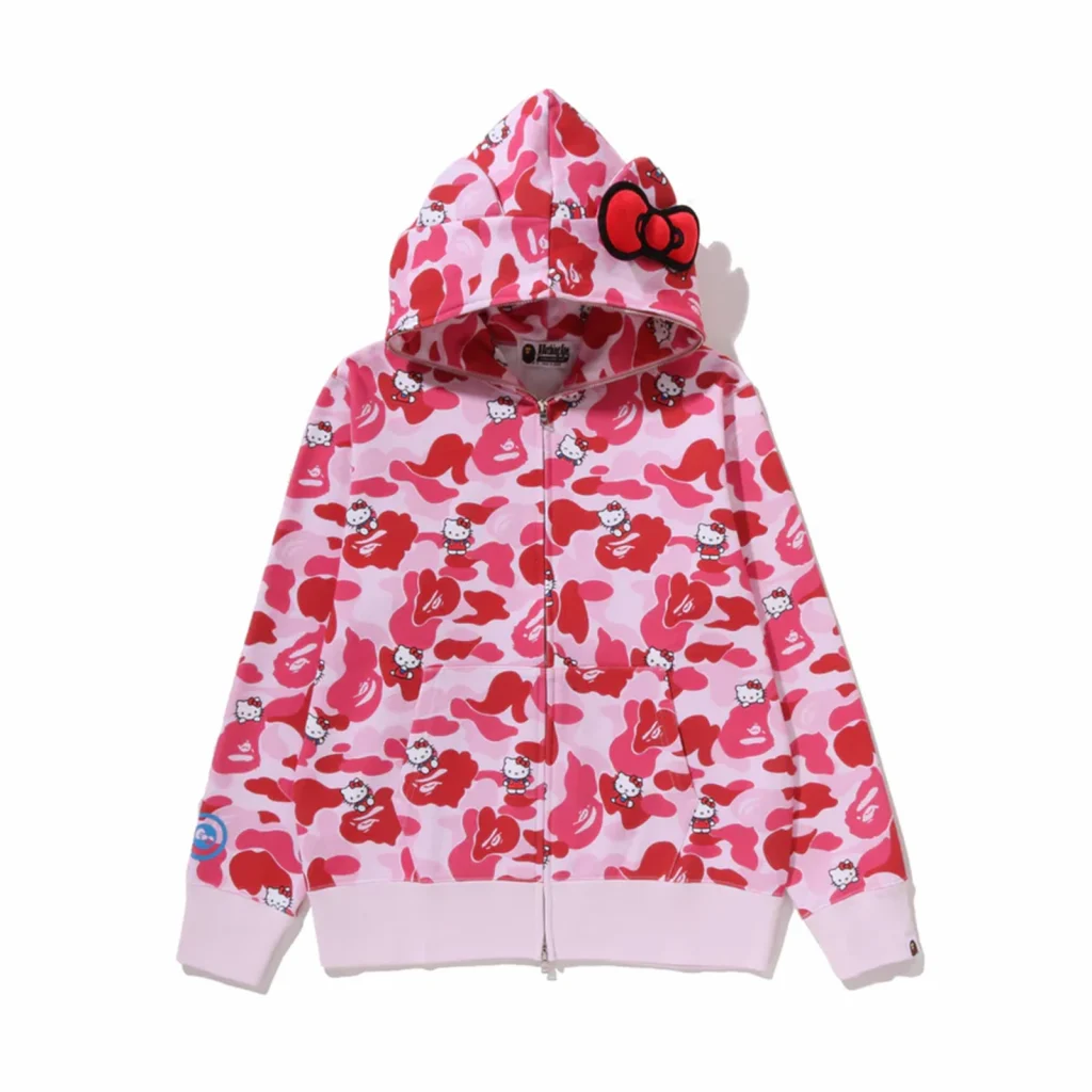 Hello Kitty Camo Full Zip Hoodie Pink