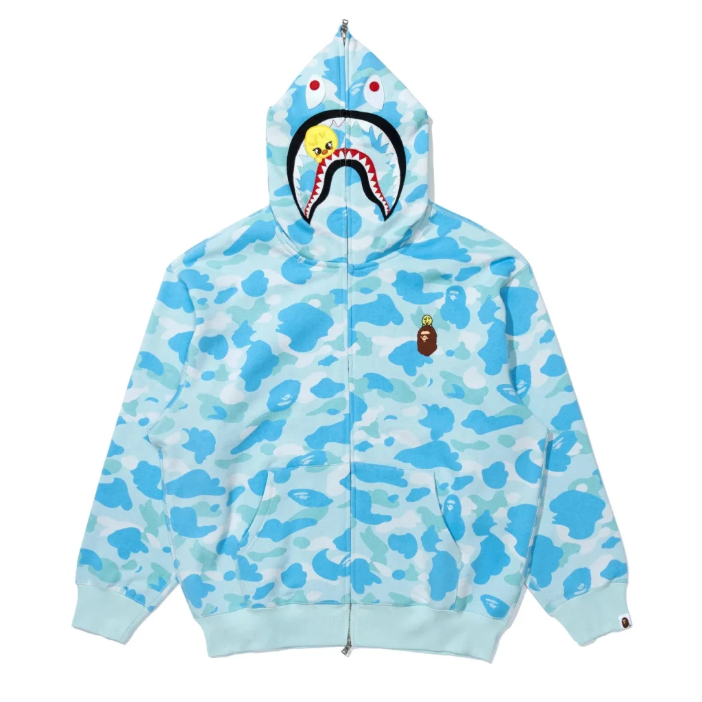 Stray Kids Wolf Chan Shark Full Zip Hoodie White Blue