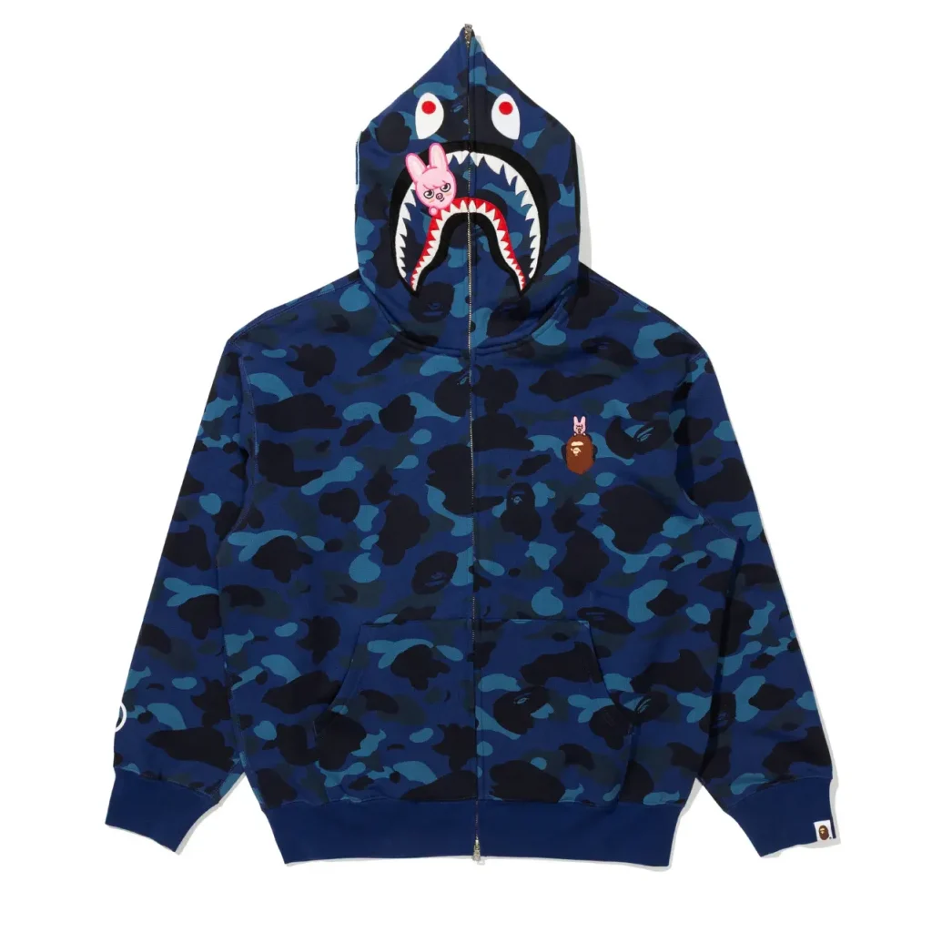 Stray Kids BbokAri Shark Full Zip Hoodie Blue
