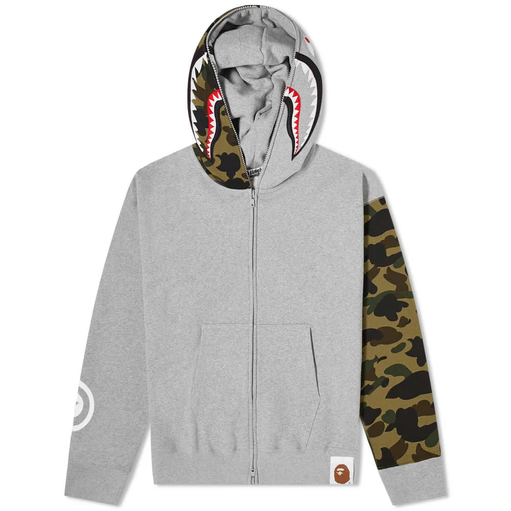 Split 1st Camo Shark Full Zip Hoodie Grey