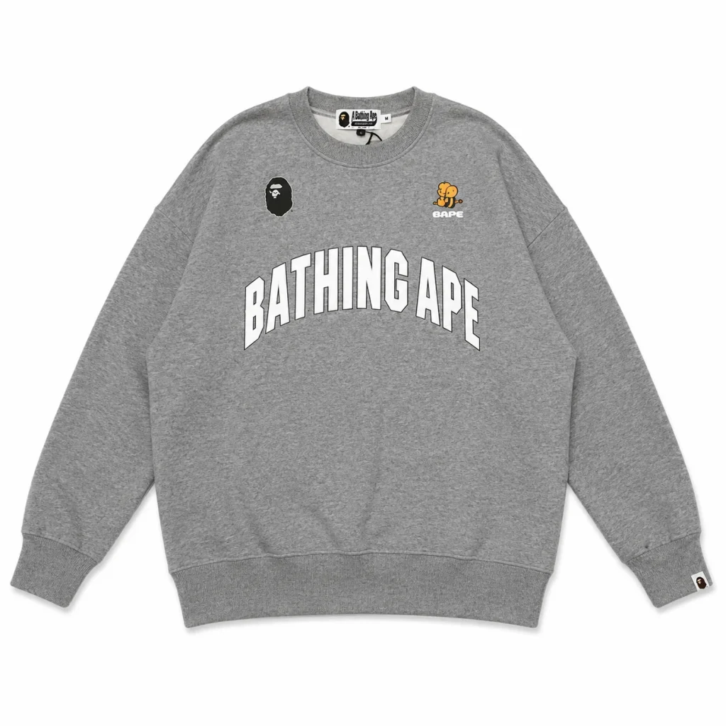 Bathing Ape Logo Crewneck Sweatshirt Grey