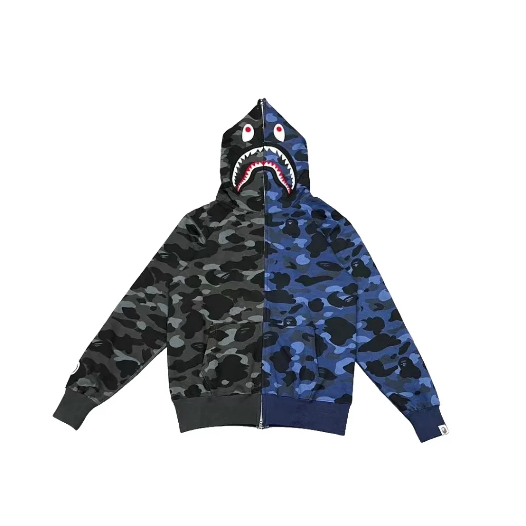 Black & Navy Camo Full Zip Hoodie