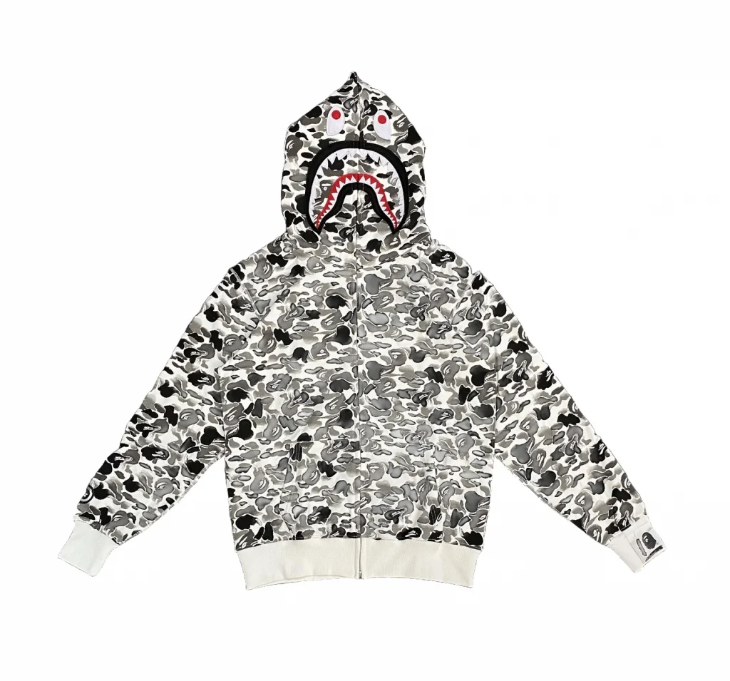 ABC Camo Shark Full Zip Hoodie Grey