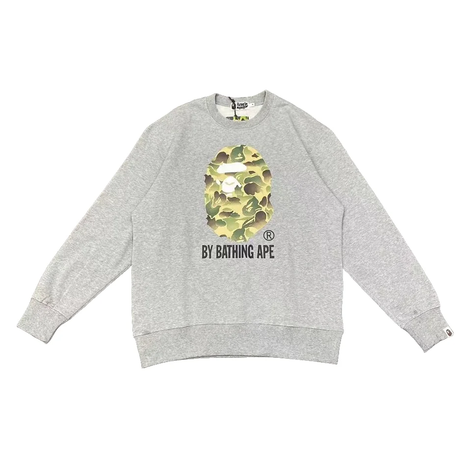 ABC Camo Big Ape Head Crewneck Sweatshirt Grey