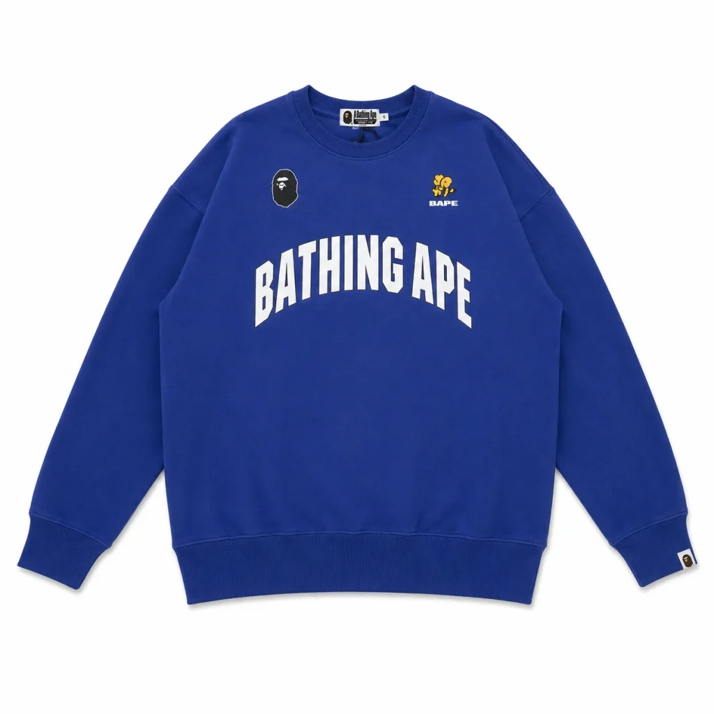 Bathing Ape Logo Crewneck Sweatshirt Blue