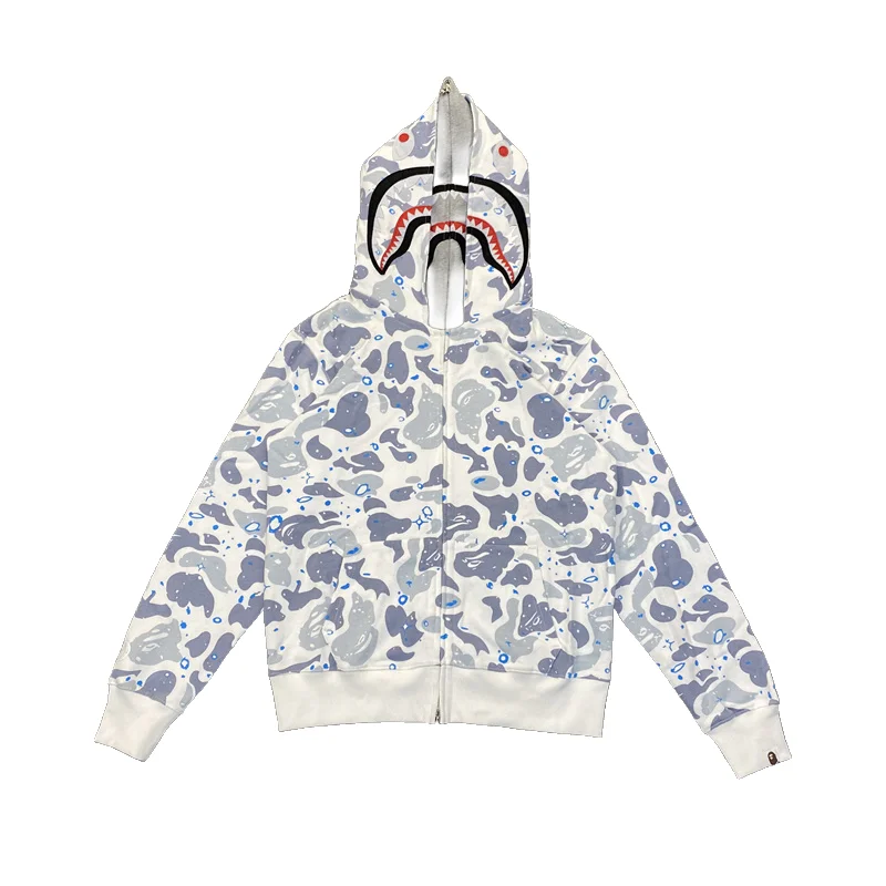 Space Camo Shark Full Zip Hoodie Grey