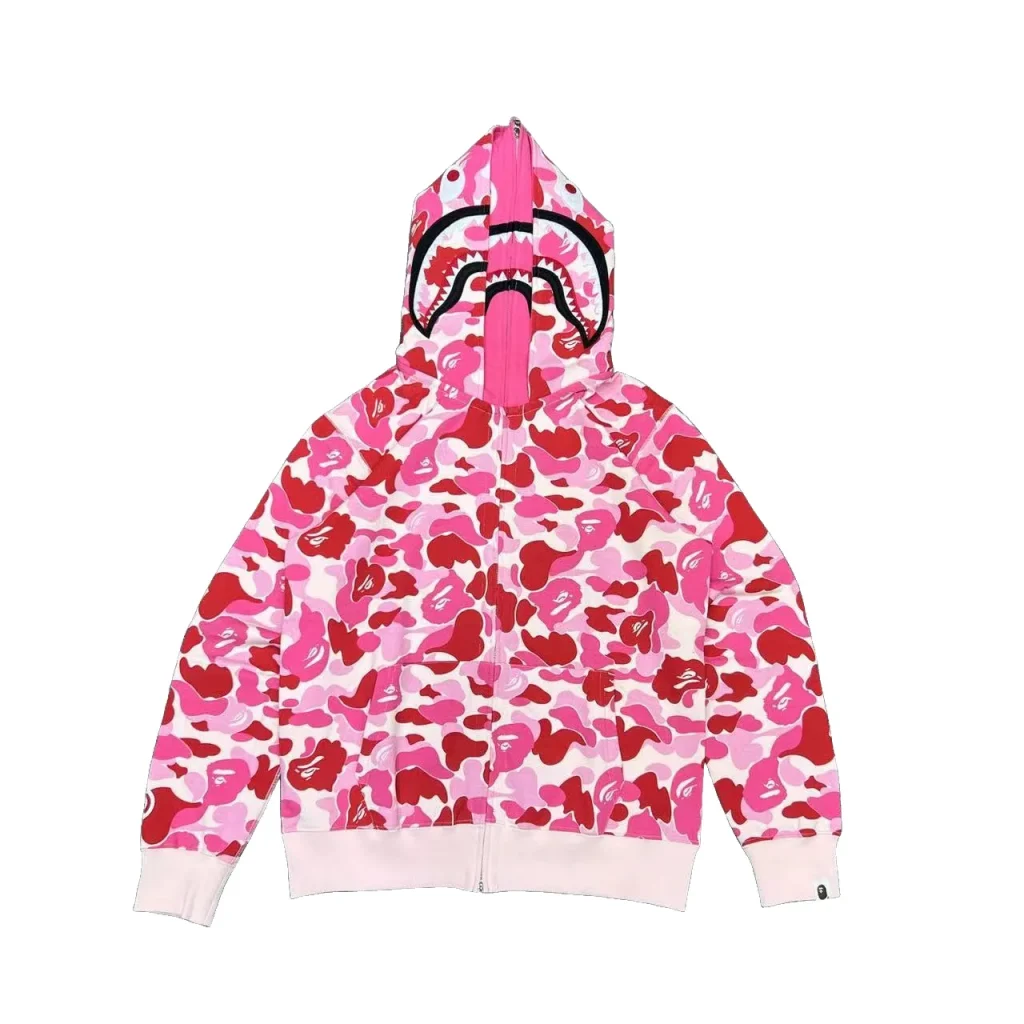 ABC Camo Milo Shark Zip Hoodie Pink