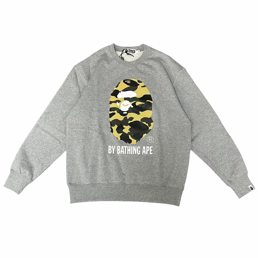 1st Camo Big Ape Head Crewneck Sweatshirt Grey